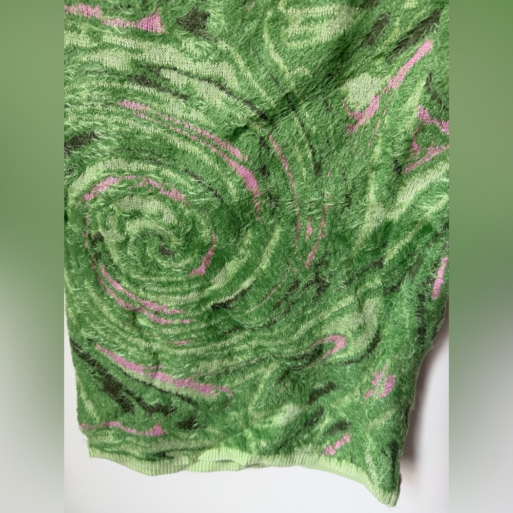 House of Sunny Green Swirl-Textured cut out back mini dress - Picture 2 of 6